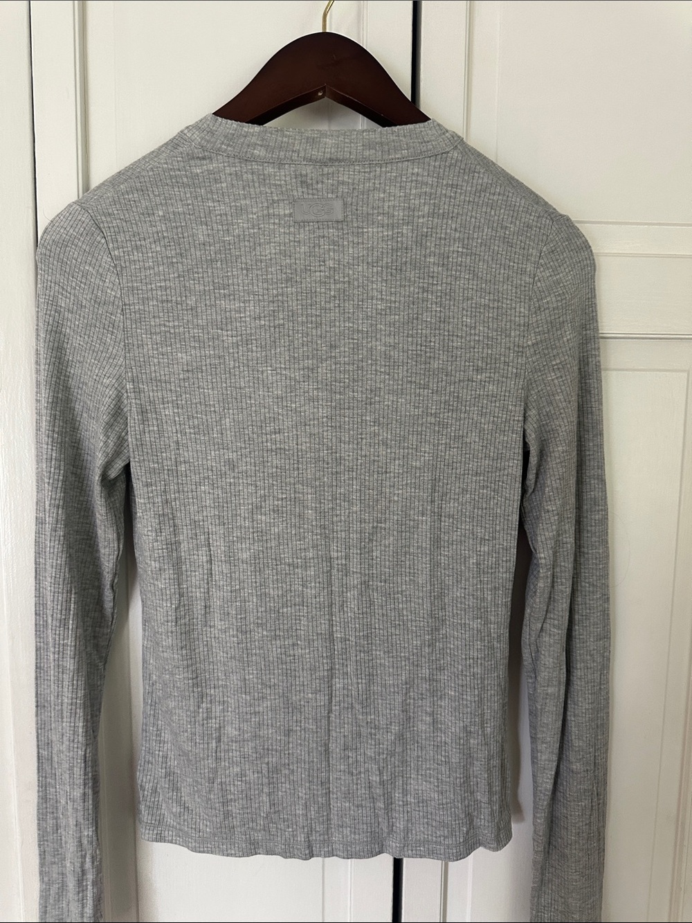 UGG Light Gray Ribbed Button-Front Top - Picture 2 of 4